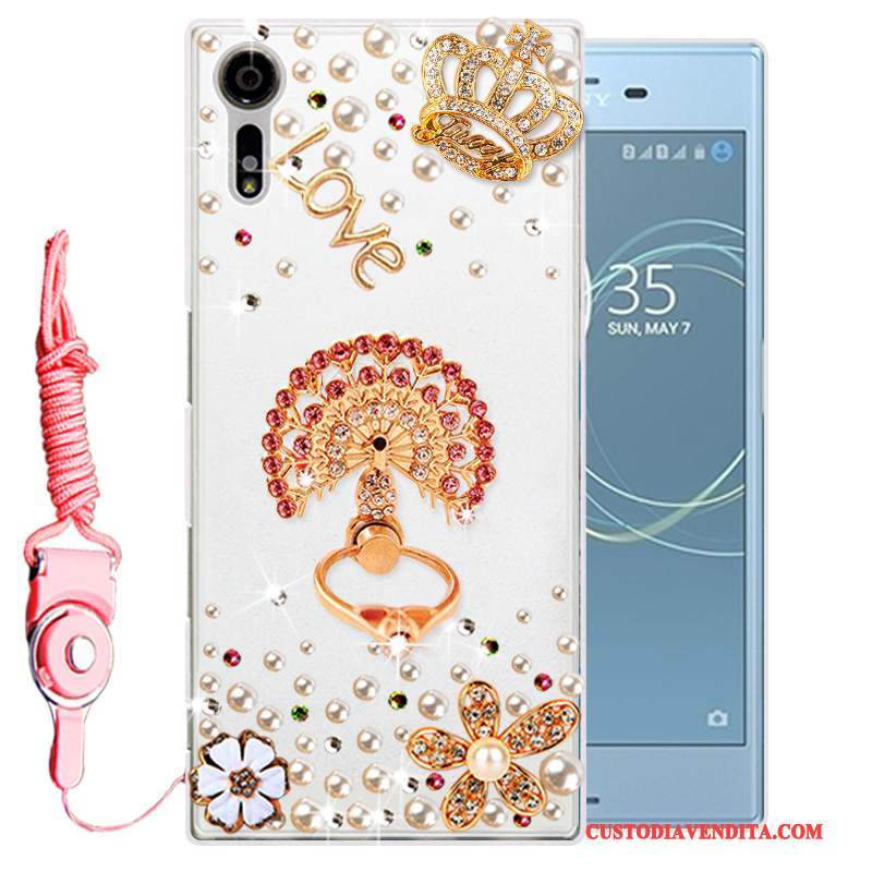 Custodia Sony Xperia Xz Strass Oro Morbido, Cover Sony Xperia Xz Silicone Telefono