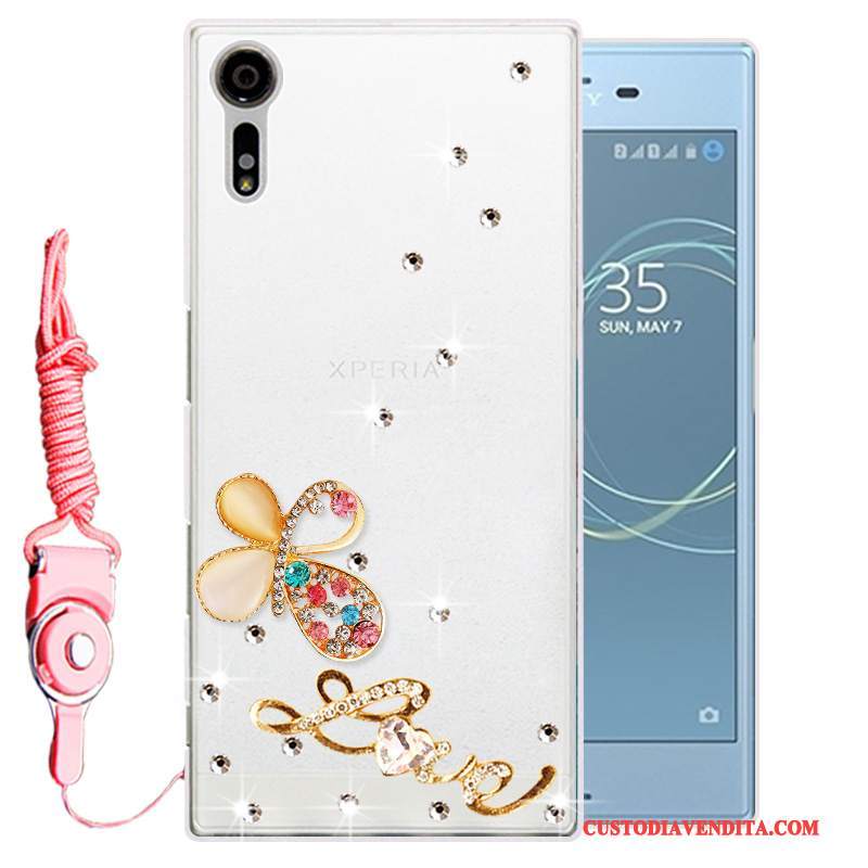 Custodia Sony Xperia Xz Strass Oro Morbido, Cover Sony Xperia Xz Silicone Telefono