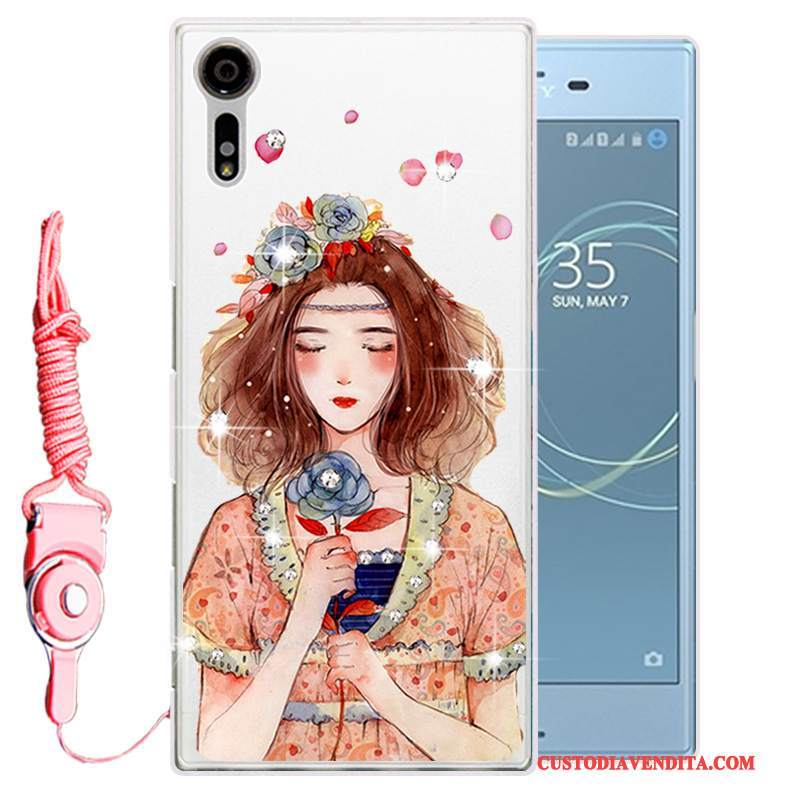 Custodia Sony Xperia Xz Strass Oro Morbido, Cover Sony Xperia Xz Silicone Telefono