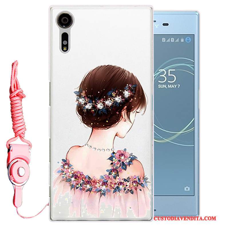 Custodia Sony Xperia Xz Strass Oro Morbido, Cover Sony Xperia Xz Silicone Telefono