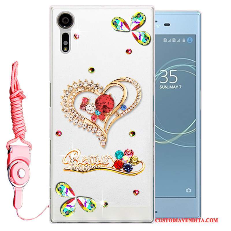 Custodia Sony Xperia Xz Strass Oro Morbido, Cover Sony Xperia Xz Silicone Telefono