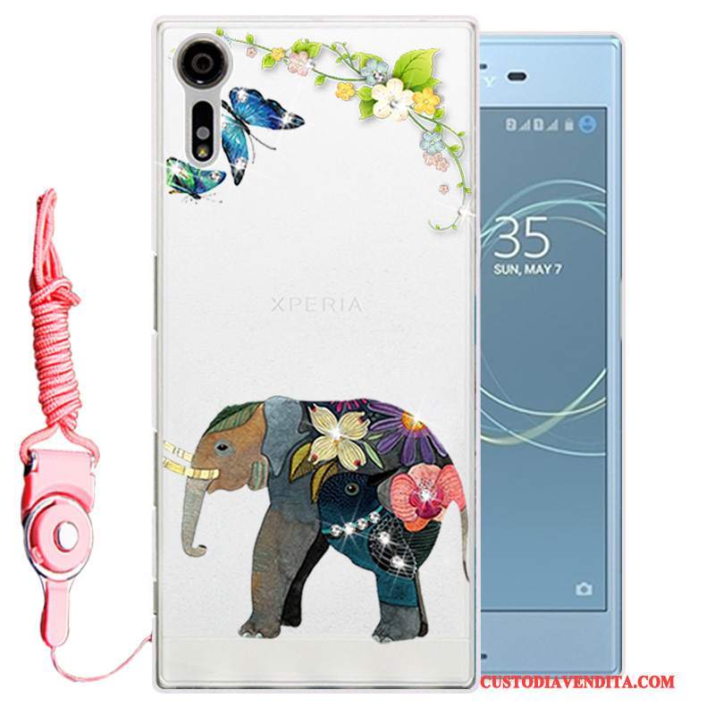 Custodia Sony Xperia Xz Strass Oro Morbido, Cover Sony Xperia Xz Silicone Telefono