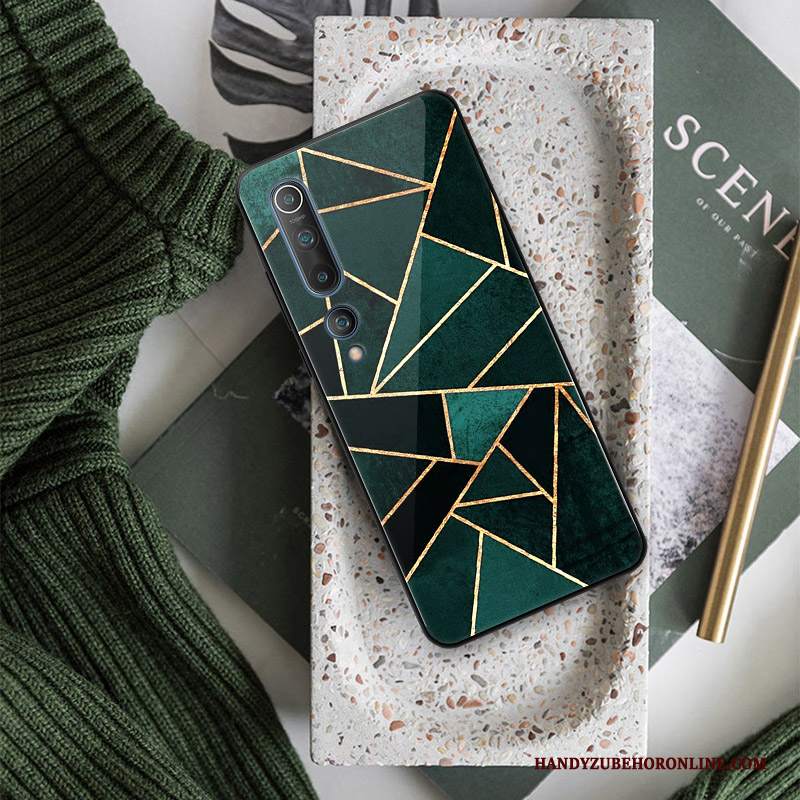 Custodia Xiaomi Mi 10 Creativo Nuovo Verde, Cover Xiaomi Mi 10 Silicone High End Vetro Temperato