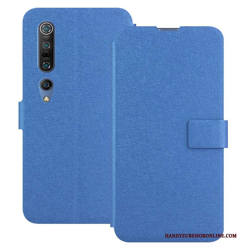 Custodia Xiaomi Mi 10 Pro Folio Fibbia Morbido, Cover Xiaomi Mi 10 Pro Pelle Blu Piccola