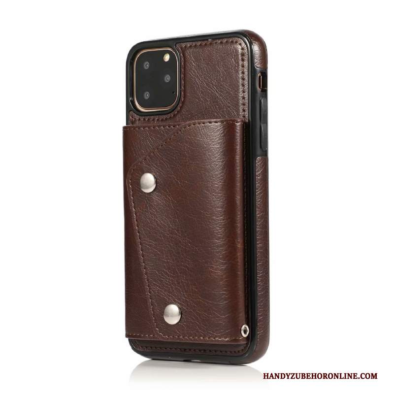 Custodia iPhone 11 Pro Max Pelle Marchio Di Tendenza Di Personalità, Cover iPhone 11 Pro Max Portafoglio Telefono Oro