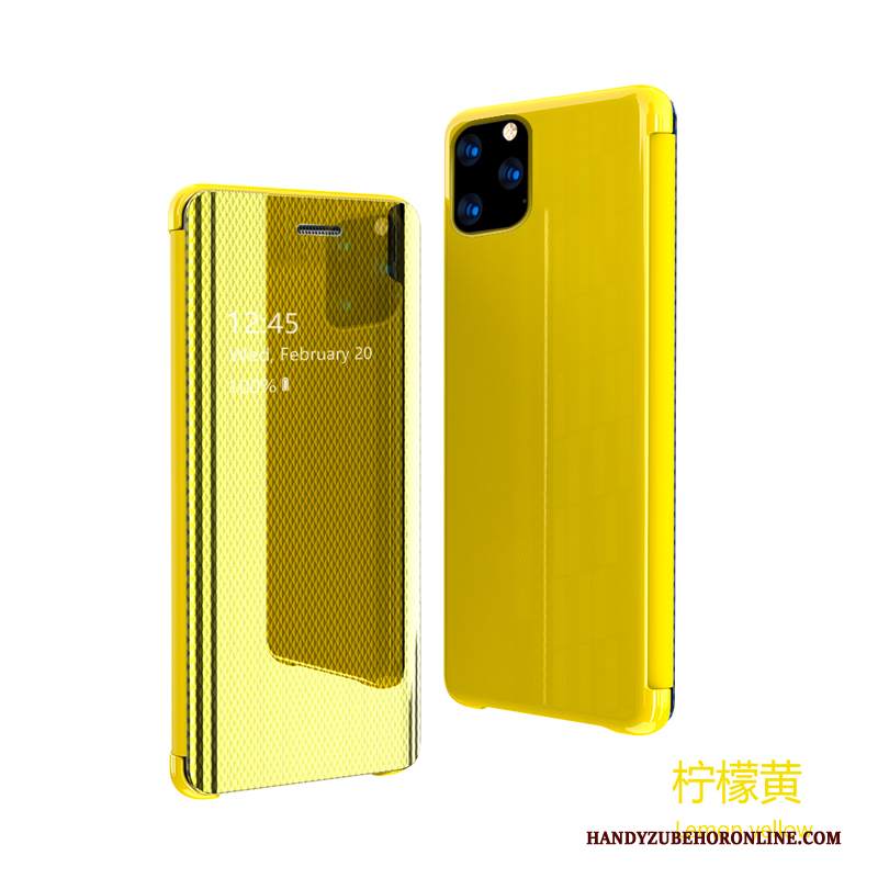 Custodia iPhone 11 Pro Max Pelle Modello Specchio, Cover iPhone 11 Pro Max Folio Trasparente Elegante