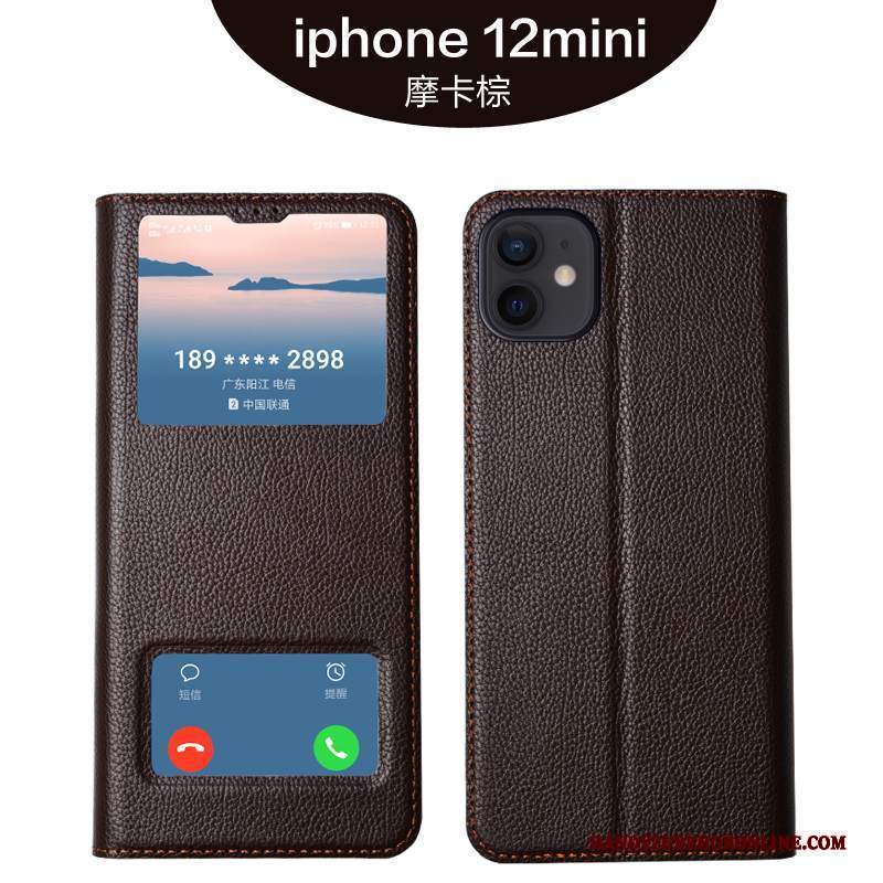 Custodia iPhone 12 Mini Folio High End Qualità, Cover iPhone 12 Mini Pelle Telefono Morbido
