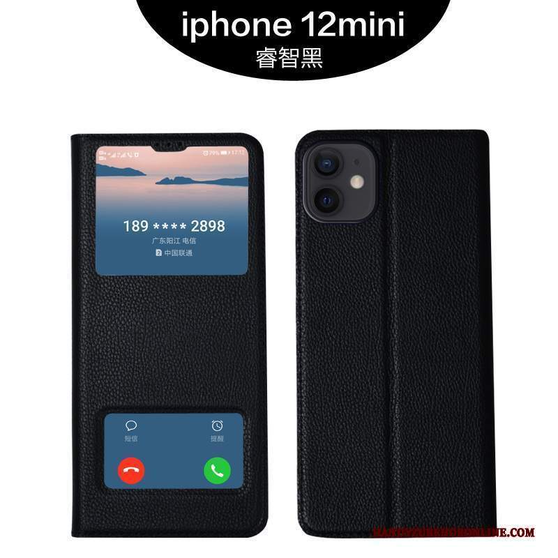 Custodia iPhone 12 Mini Folio High End Qualità, Cover iPhone 12 Mini Pelle Telefono Morbido