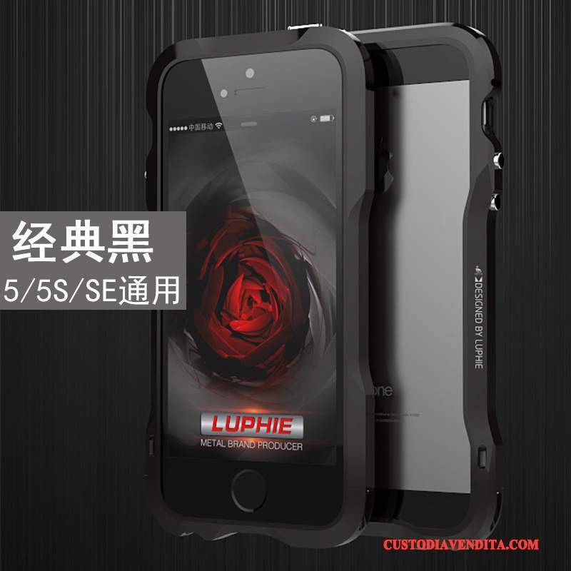 Custodia iPhone 5/5s Anti-caduta Metallo, Cover iPhone 5/5s Nerotelefono