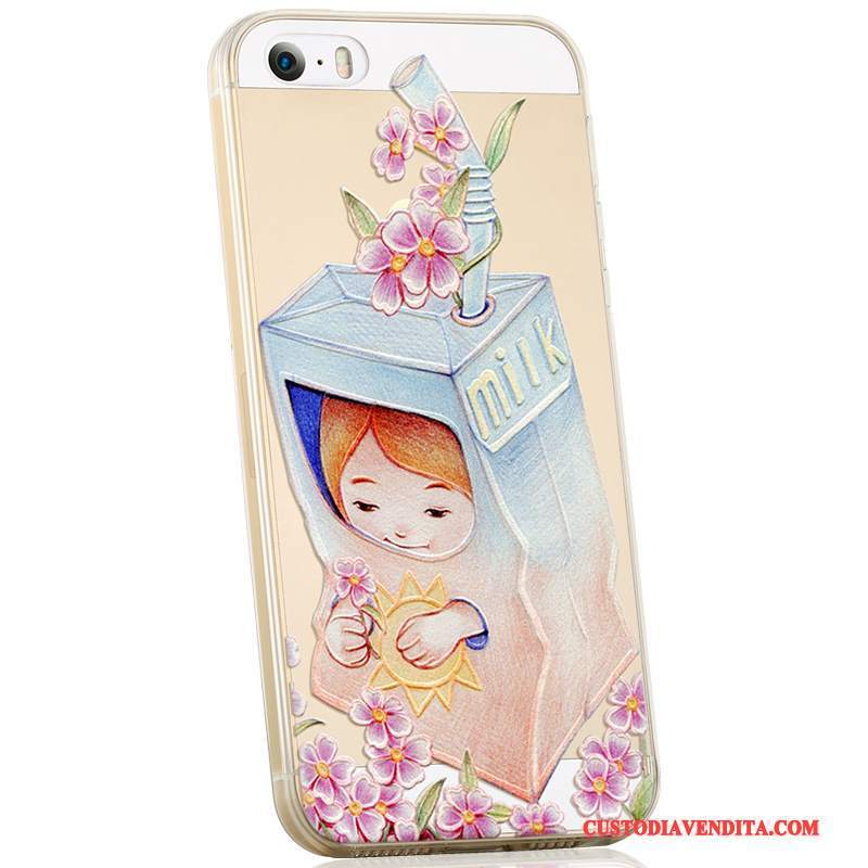 Custodia iPhone 5/5s Cartone Animato Morbido Anti-caduta, Cover iPhone 5/5s Silicone Bello Tendenza
