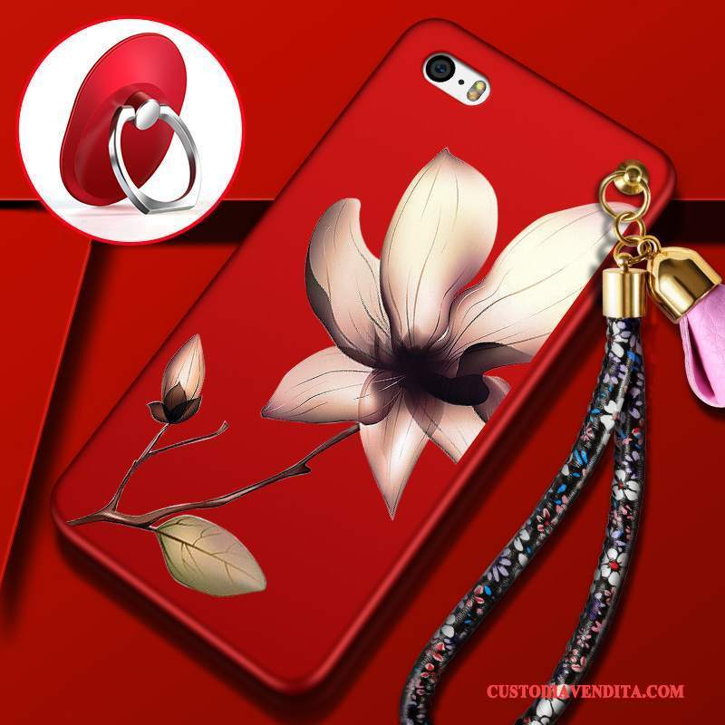 Custodia iPhone 5/5s Cartone Animato Ornamenti Appesi Rosso, Cover iPhone 5/5s Silicone Anti-cadutatelefono