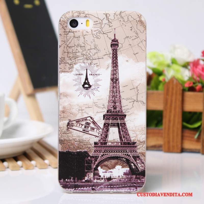 Custodia iPhone 5/5s Protezione Rosa Leggere, Cover iPhone 5/5s Goffratura Morbidotelefono