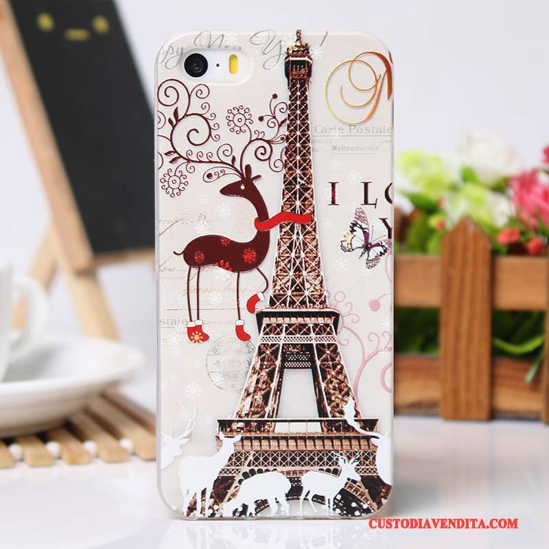 Custodia iPhone 5/5s Protezione Rosa Leggere, Cover iPhone 5/5s Goffratura Morbidotelefono