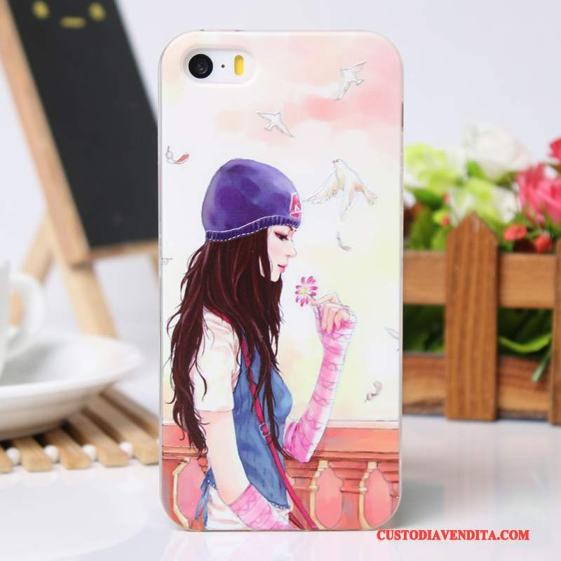 Custodia iPhone 5/5s Protezione Rosa Leggere, Cover iPhone 5/5s Goffratura Morbidotelefono