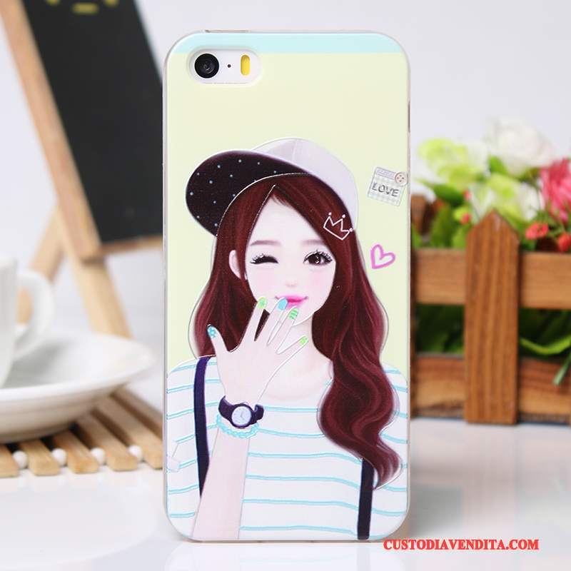 Custodia iPhone 5/5s Protezione Rosa Leggere, Cover iPhone 5/5s Goffratura Morbidotelefono