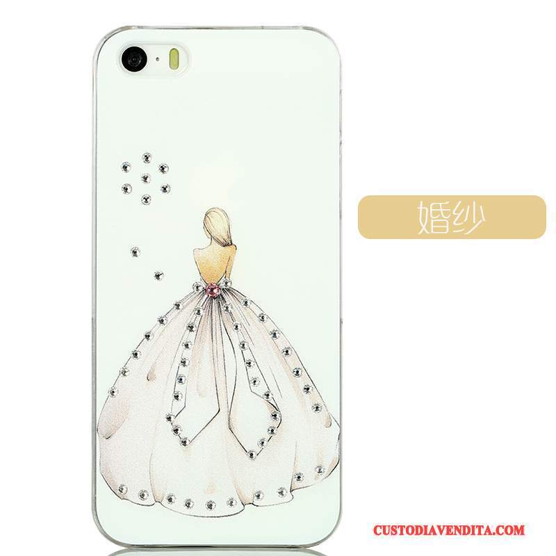 Custodia iPhone 5/5s Strass Di Personalità Chiaro, Cover iPhone 5/5s Cartone Animato Telefono Giallo