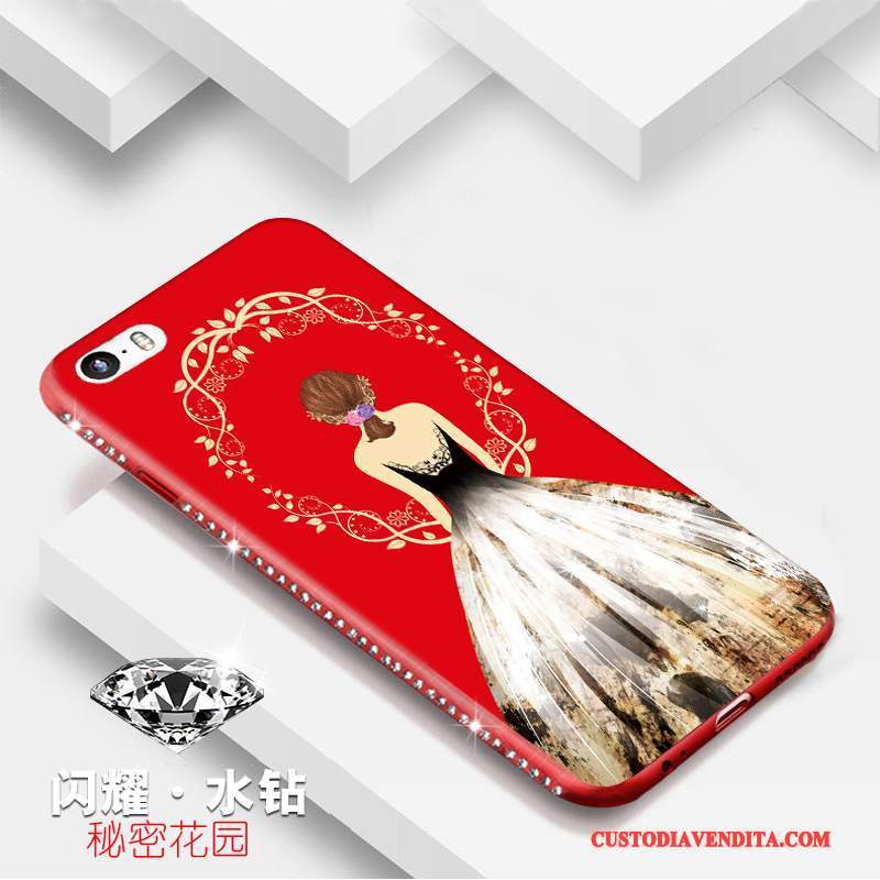 Custodia iPhone 5/5s Strass Ornamenti Appesi Rosa, Cover iPhone 5/5s Cartone Animato Telefono Anti-caduta