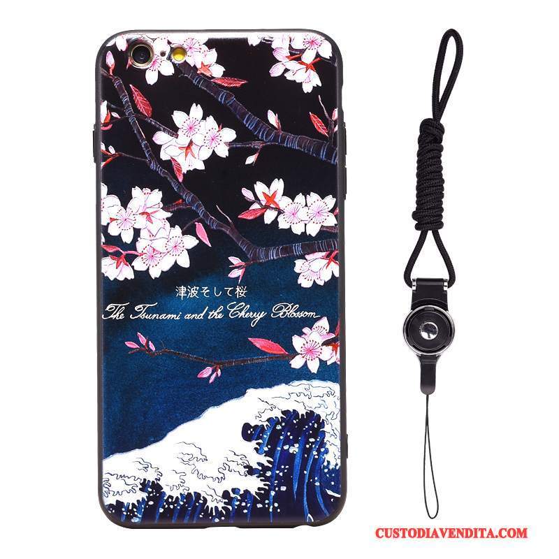 Custodia iPhone 6/6s Goffratura Arte Gru, Cover iPhone 6/6s Colore Telefono Onde Del Mare