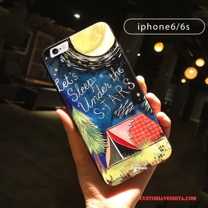 Custodia iPhone 6/6s Plus Colore Amanti Ring, Cover iPhone 6/6s Plus Goffratura Nero Ornamenti Appesi