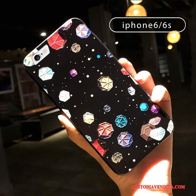 Custodia iPhone 6/6s Plus Colore Amanti Ring, Cover iPhone 6/6s Plus Goffratura Nero Ornamenti Appesi