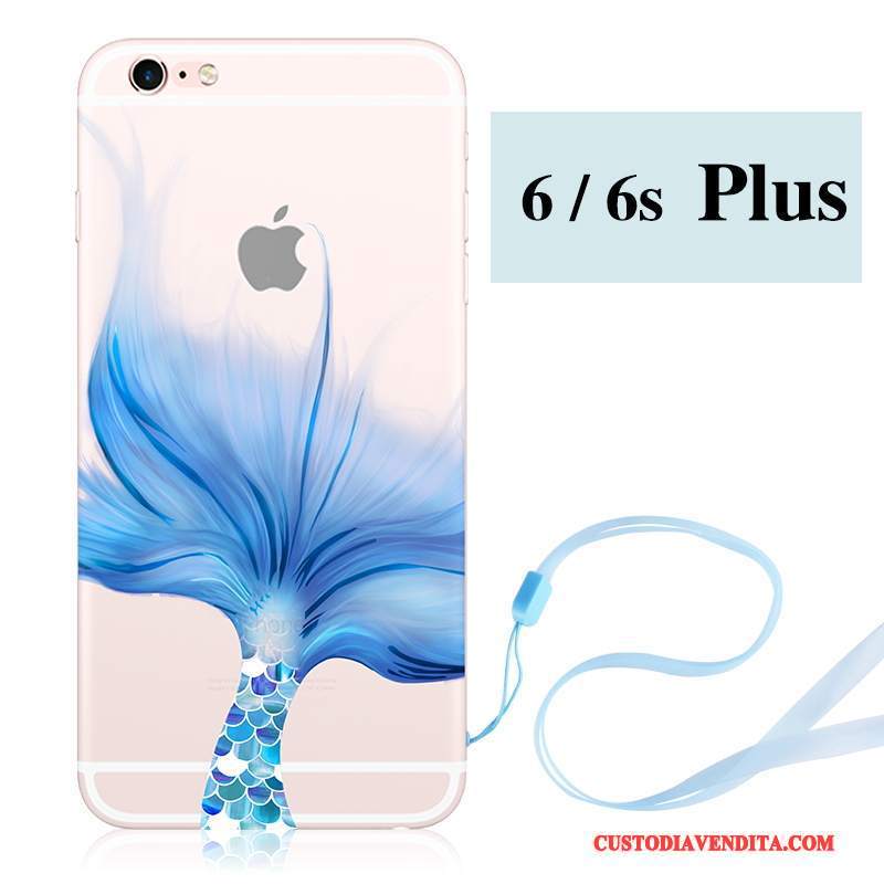 Custodia iPhone 6/6s Plus Creativo Ornamenti Appesi Blu, Cover iPhone 6/6s Plus Silicone Nuovo Morbido