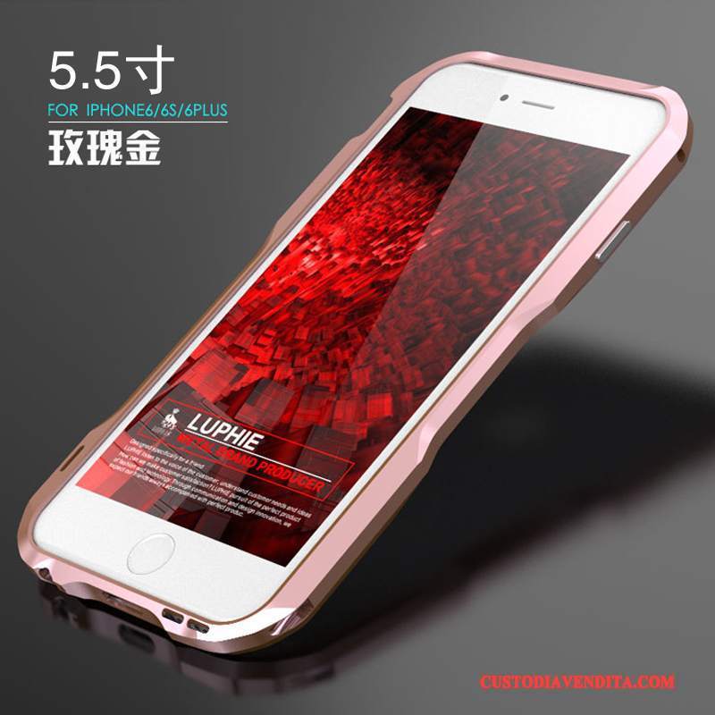 Custodia iPhone 6/6s Plus Creativo Telaio Oro, Cover iPhone 6/6s Plus Telefono Tendenza