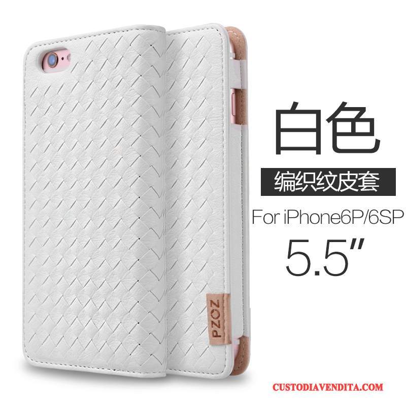Custodia iPhone 6/6s Plus Pelle Telefono Lusso, Cover iPhone 6/6s Plus Folio Nero Tutto Incluso