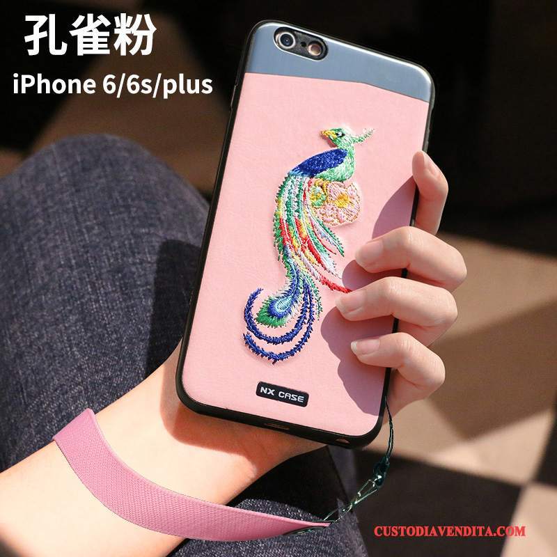 Custodia iPhone 6/6s Plus Protezione Rosa Anti-caduta, Cover iPhone 6/6s Plus Ricamo Di Personalità