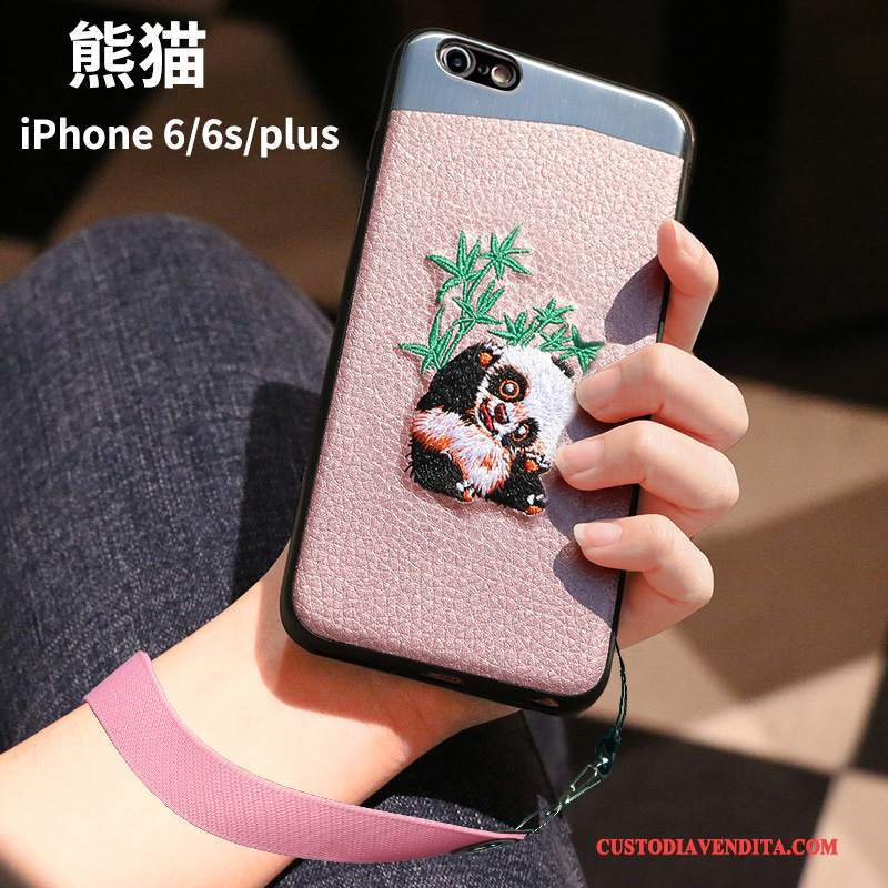 Custodia iPhone 6/6s Plus Protezione Rosa Anti-caduta, Cover iPhone 6/6s Plus Ricamo Di Personalità
