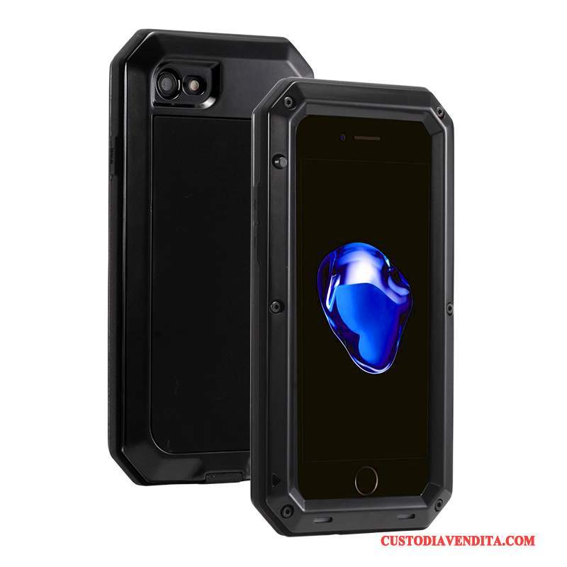 Custodia iPhone 6/6s Plus Silicone Tre Difese Rosso, Cover iPhone 6/6s Plus Protezione Metallo Anti-caduta