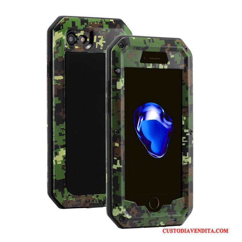 Custodia iPhone 6/6s Plus Silicone Tre Difese Rosso, Cover iPhone 6/6s Plus Protezione Metallo Anti-caduta