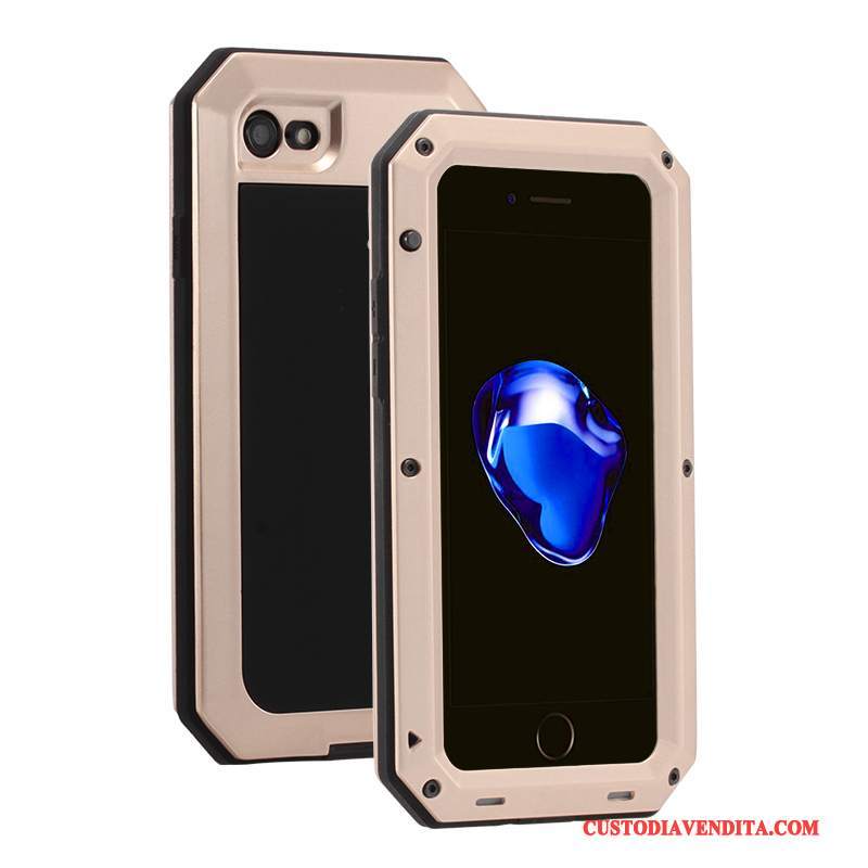 Custodia iPhone 6/6s Plus Silicone Tre Difese Rosso, Cover iPhone 6/6s Plus Protezione Metallo Anti-caduta