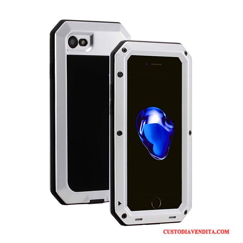 Custodia iPhone 6/6s Plus Silicone Tre Difese Rosso, Cover iPhone 6/6s Plus Protezione Metallo Anti-caduta