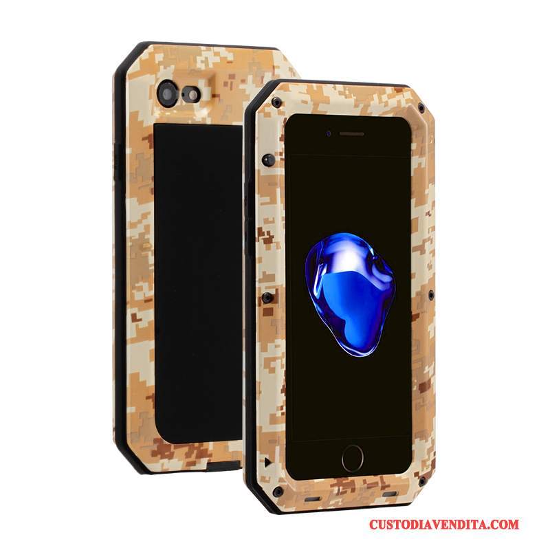 Custodia iPhone 6/6s Plus Silicone Tre Difese Rosso, Cover iPhone 6/6s Plus Protezione Metallo Anti-caduta