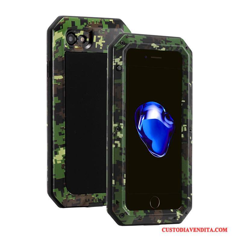 Custodia iPhone 6/6s Plus Silicone Tre Difese Rosso, Cover iPhone 6/6s Plus Protezione Metallo Anti-caduta