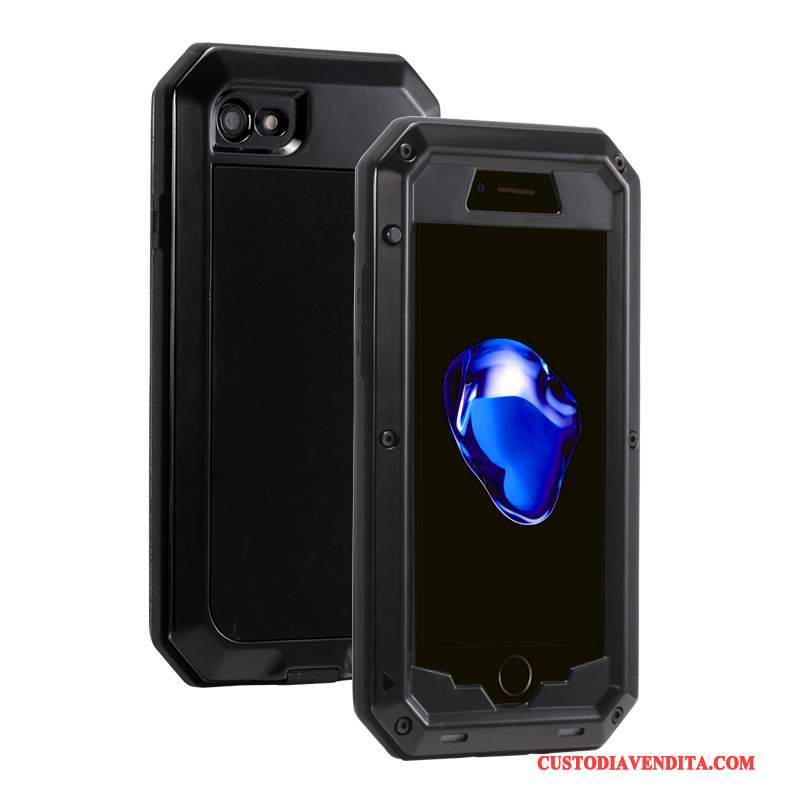 Custodia iPhone 6/6s Plus Silicone Tre Difese Rosso, Cover iPhone 6/6s Plus Protezione Metallo Anti-caduta