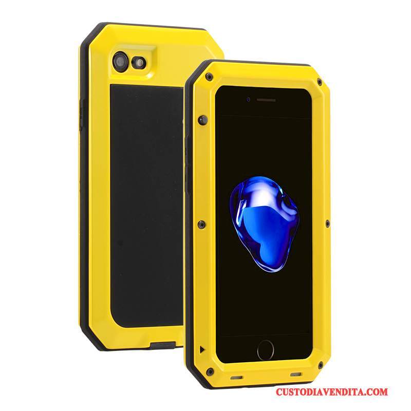 Custodia iPhone 6/6s Plus Silicone Tre Difese Rosso, Cover iPhone 6/6s Plus Protezione Metallo Anti-caduta