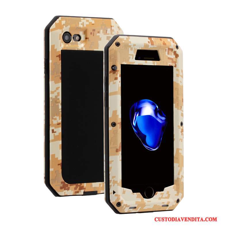 Custodia iPhone 6/6s Plus Silicone Tre Difese Rosso, Cover iPhone 6/6s Plus Protezione Metallo Anti-caduta