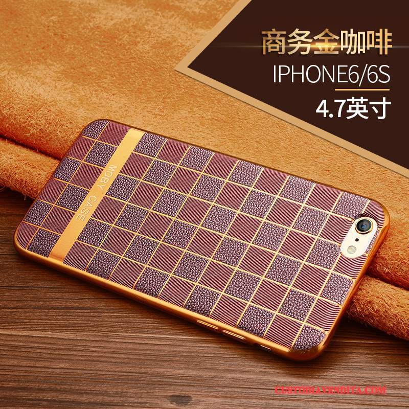 Custodia iPhone 6/6s Silicone Morbido Marrone, Cover iPhone 6/6s Protezione Oro Sottili