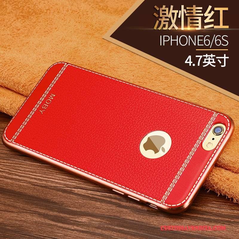 Custodia iPhone 6/6s Silicone Morbido Marrone, Cover iPhone 6/6s Protezione Oro Sottili