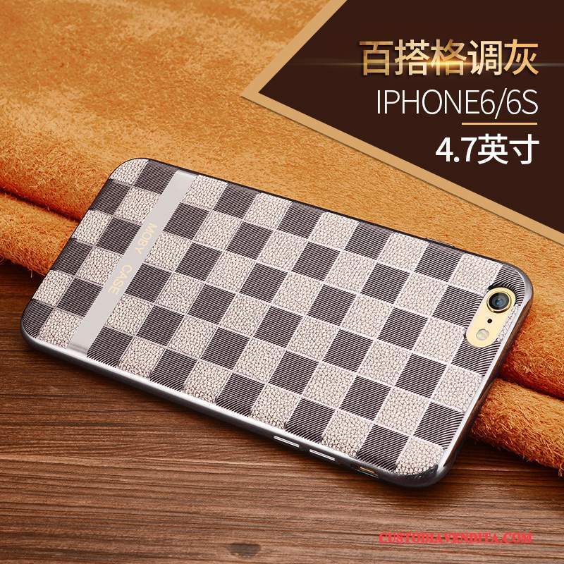 Custodia iPhone 6/6s Silicone Morbido Marrone, Cover iPhone 6/6s Protezione Oro Sottili