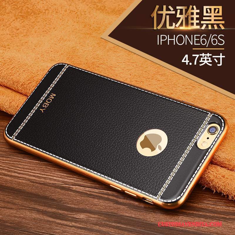 Custodia iPhone 6/6s Silicone Morbido Marrone, Cover iPhone 6/6s Protezione Oro Sottili