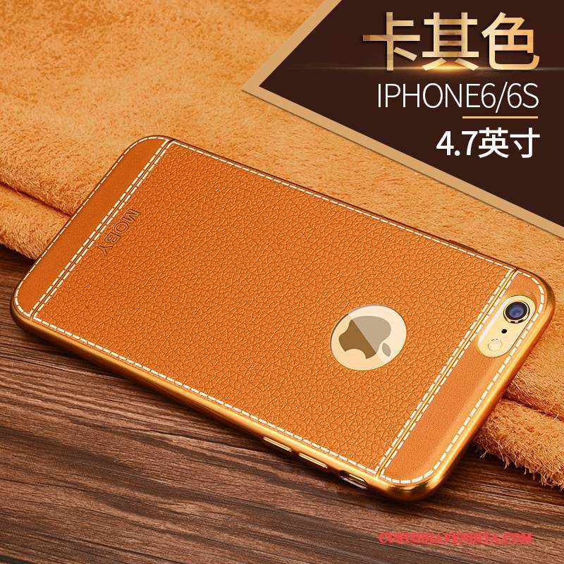 Custodia iPhone 6/6s Silicone Morbido Marrone, Cover iPhone 6/6s Protezione Oro Sottili