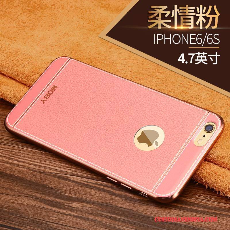 Custodia iPhone 6/6s Silicone Morbido Marrone, Cover iPhone 6/6s Protezione Oro Sottili