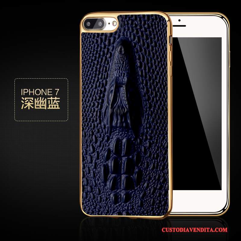Custodia iPhone 7 Pelle Telefono Top In Pelle, Cover iPhone 7 Protezione Mucca Nero