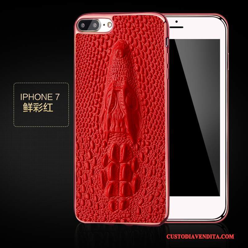 Custodia iPhone 7 Pelle Telefono Top In Pelle, Cover iPhone 7 Protezione Mucca Nero