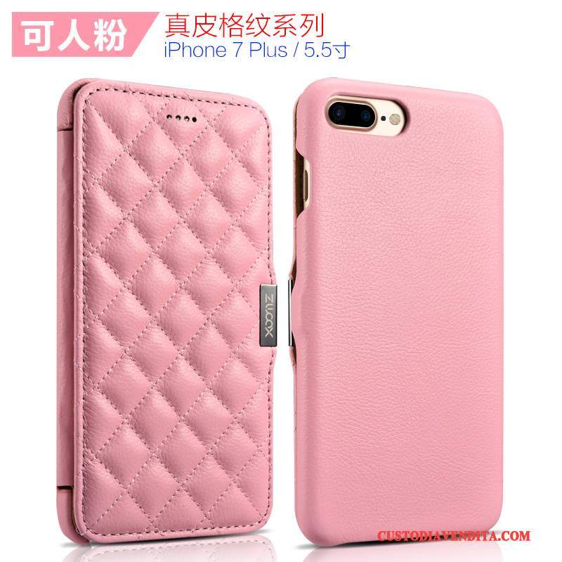 Custodia iPhone 7 Plus Folio Semplici Porpora, Cover iPhone 7 Plus Pelle Rossotelefono