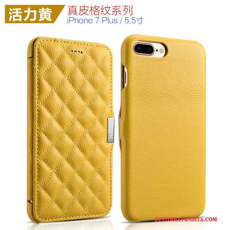 Custodia iPhone 7 Plus Folio Semplici Porpora, Cover iPhone 7 Plus Pelle Rossotelefono