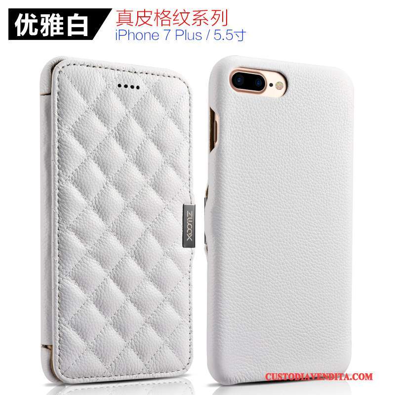 Custodia iPhone 7 Plus Folio Semplici Porpora, Cover iPhone 7 Plus Pelle Rossotelefono