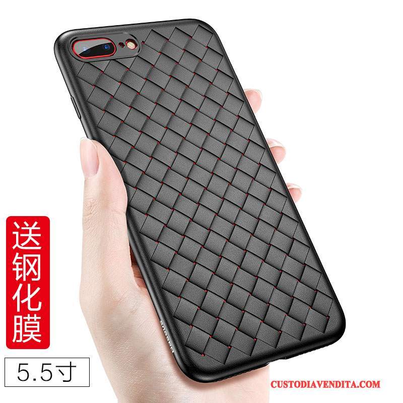 Custodia iPhone 7 Plus Pelle Nero Antiscivolo, Cover iPhone 7 Plus Protezione Traspirantetelefono